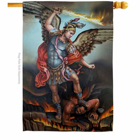 CUADRILATERO St. Michael Vanquishing Satan Religious Faith 28 x 40 in. Double-Sided Vertical House Flags CU3904849